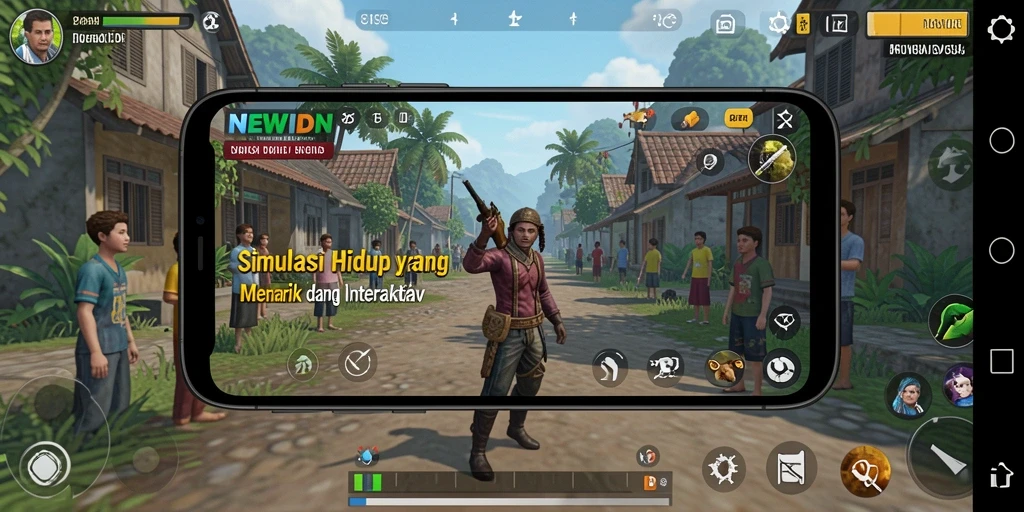 Tampilan gameplay menarik dari NEWIDN dengan banyak aktivitas.