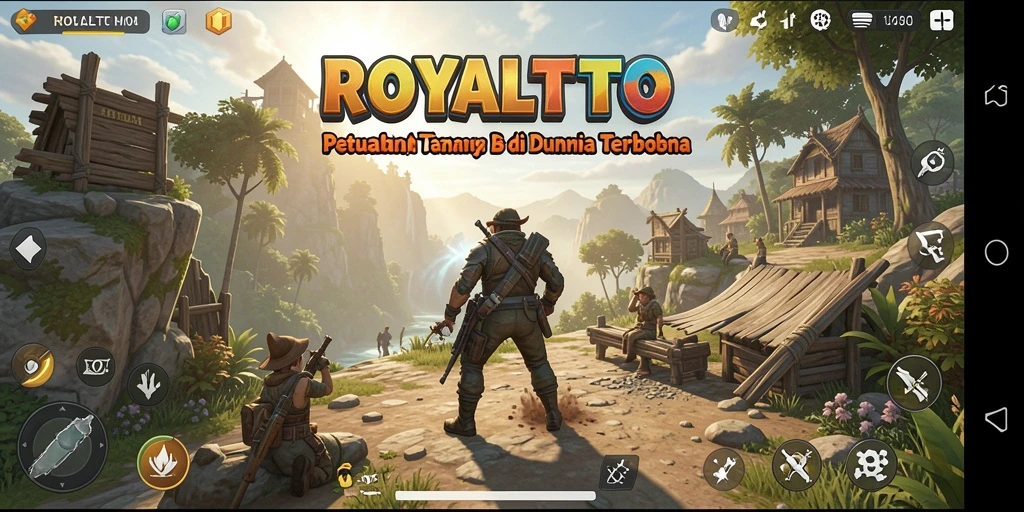Screenshot gameplay ROYALTOTO dengan petualangan di dunia terbuka.