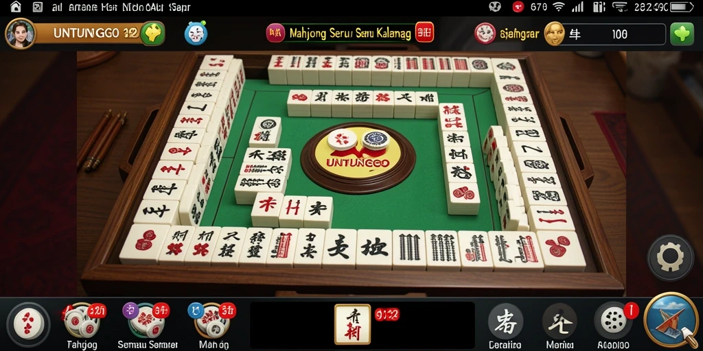Screenshot utama UNTUNGGO yang menunjukkan gameplay Mahjong yang seru.