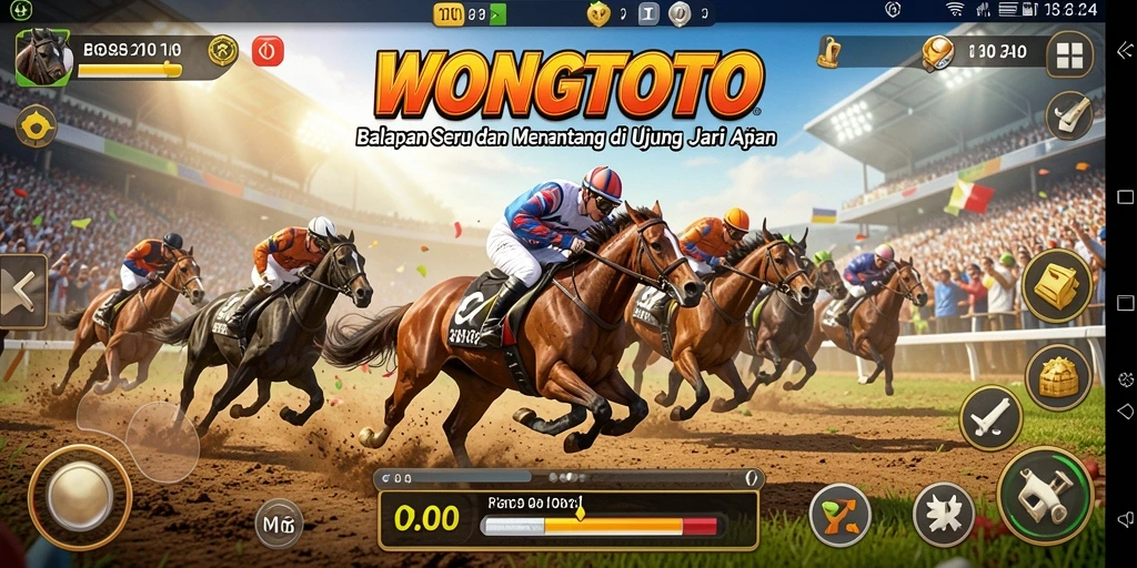 Tampilan menegangkan dalam gameplay balapan WONGTOTO.